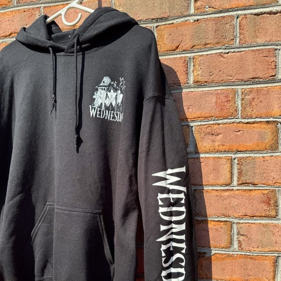 Wednesday Addams Hoodie L - Jenna Ortega, Official TV Show Merch, Unisex Black P - Picture 1 of 6